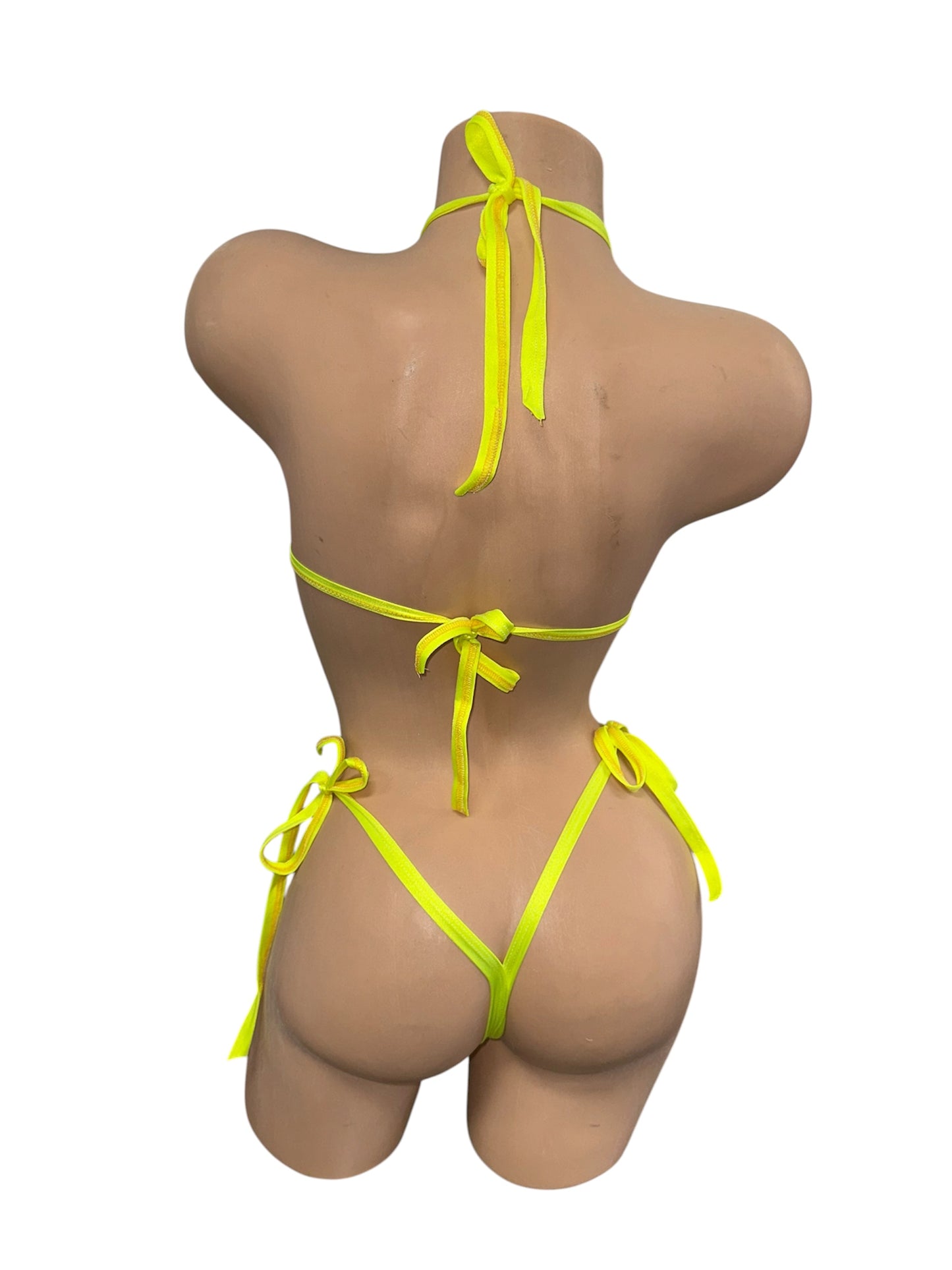 NEON YELLOW RHINESTONE TWO PIECE