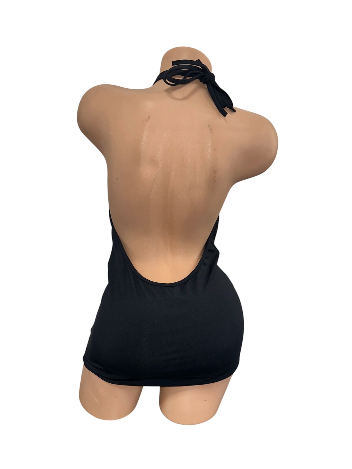 BLACK DRAPED DRESS
