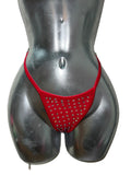 RED T-BAR THONG WITH RHINESTONES