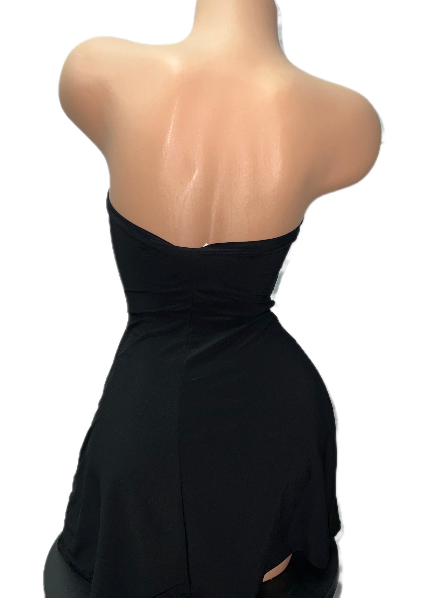 BLACK STRAPLESS DRESS WITH SLITS