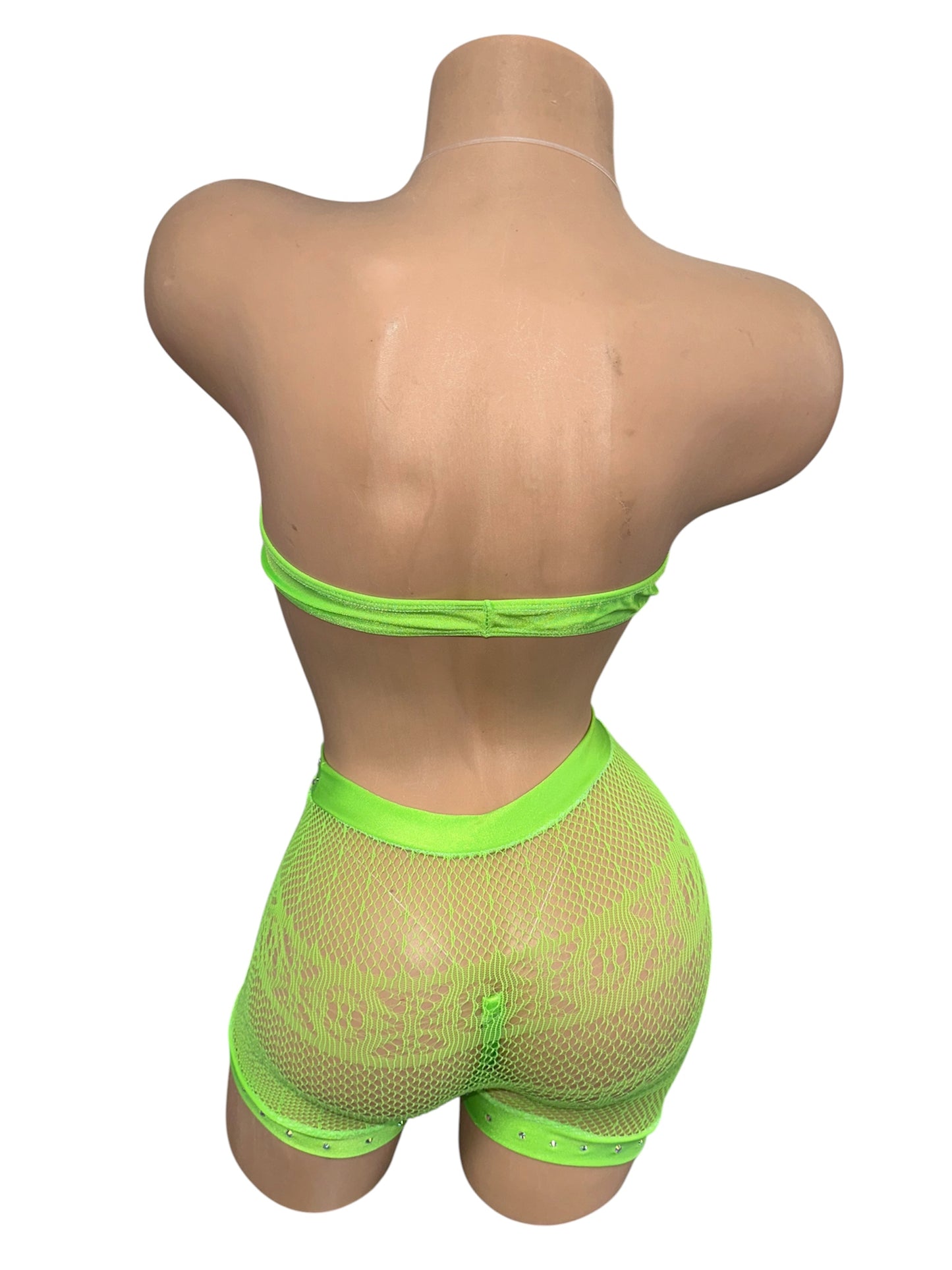 NEON GREEN THREE PIECE SHORTS