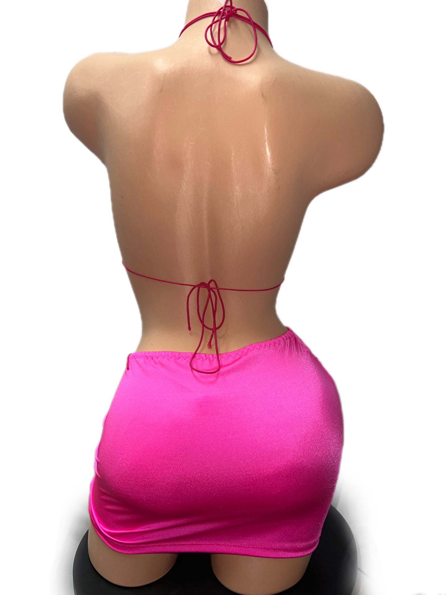 HOT PINK THREE PIECE SKIRT SET