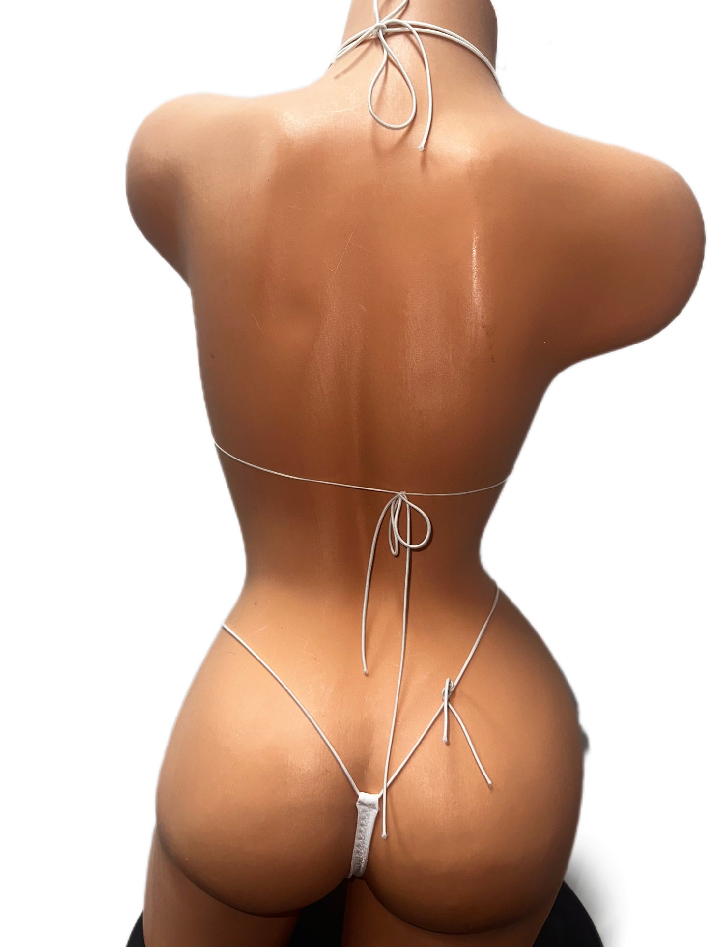 WHITE W/ CLEAR RHINESTONE MICRO-KINI