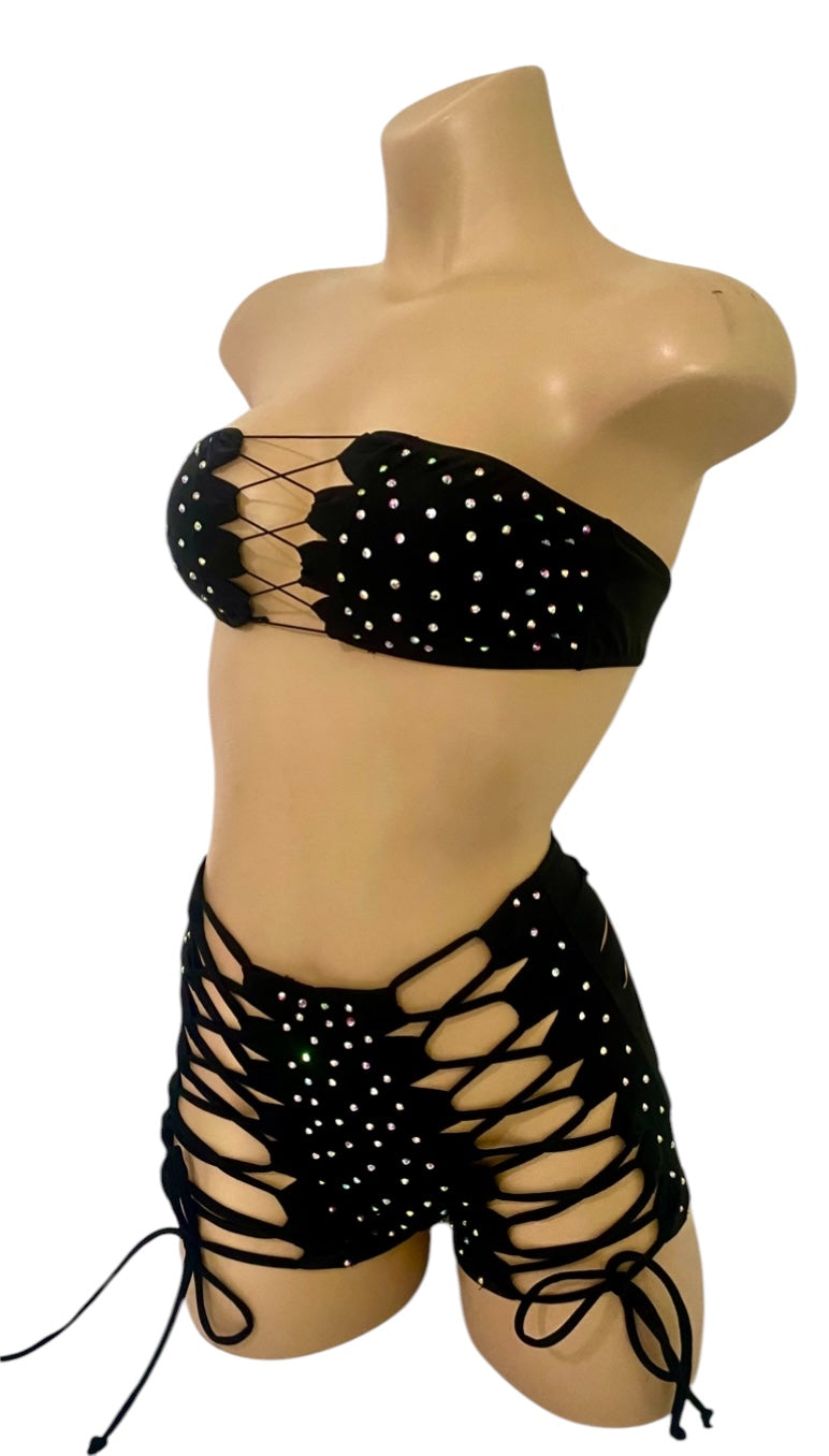 BLACK SHORTS SET