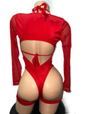RED TWO PIECE WITH RHINESTONES