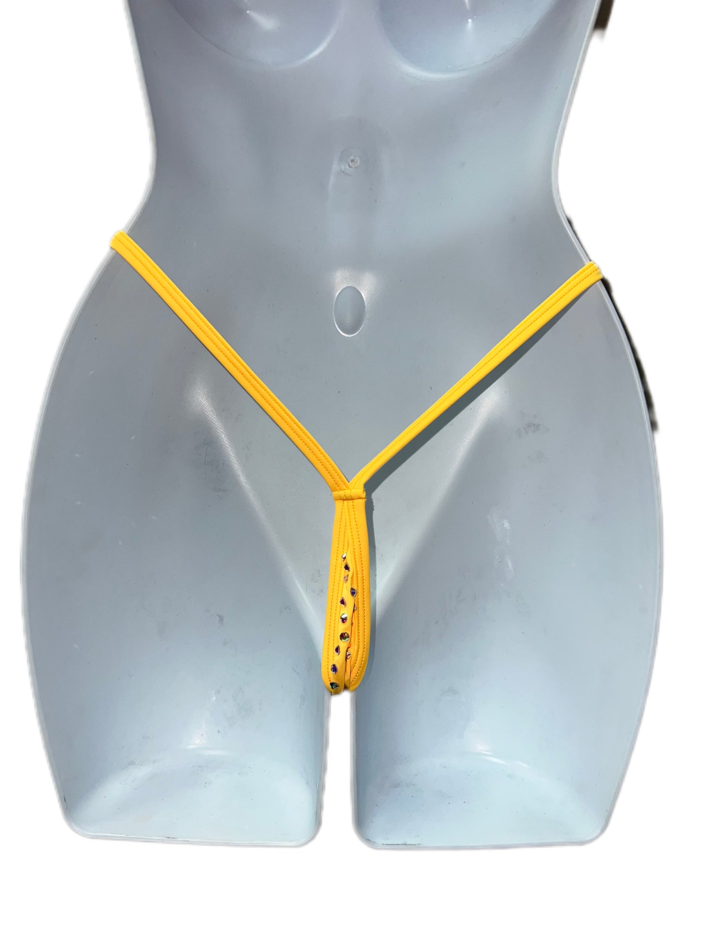 YELLOW BLUE T-BAR THONG WITH RHINESTONES