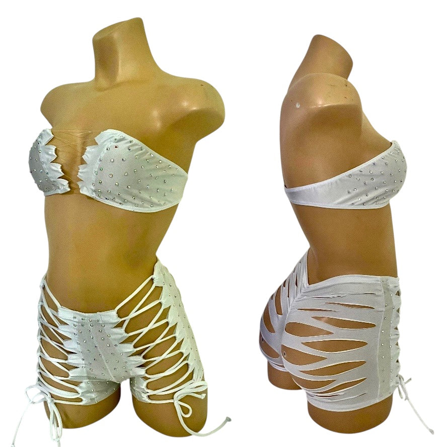WHITE SHORTS SET
