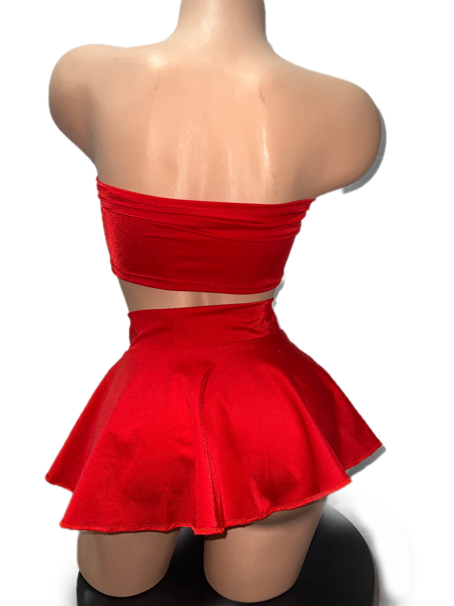 RED TWO PIECE SKIRT SET