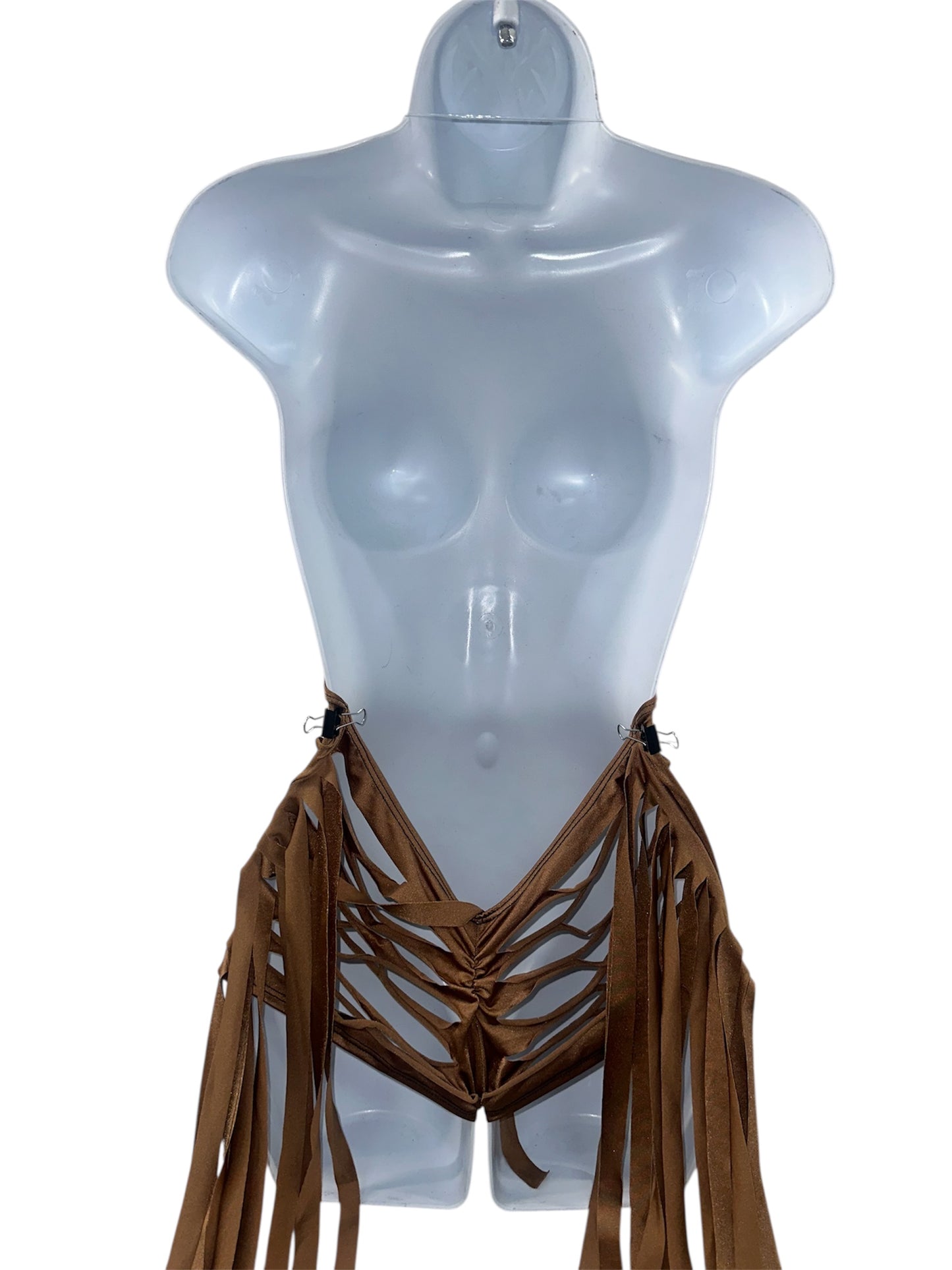 BROWN BODYSUIT WITH FRINGE