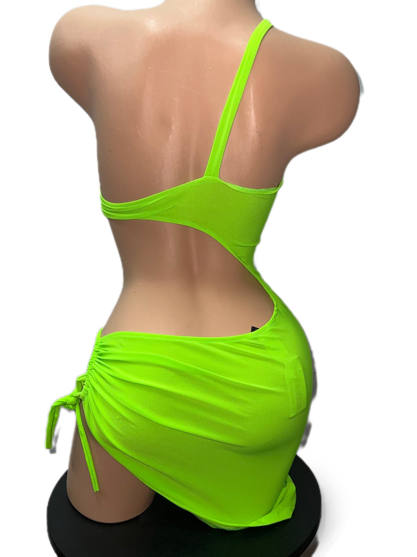NEON GREEN CUTOUT DRESS