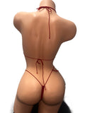 RED W/ RED RHINESTONE WITH HEART DETAIL MICRO-KINI