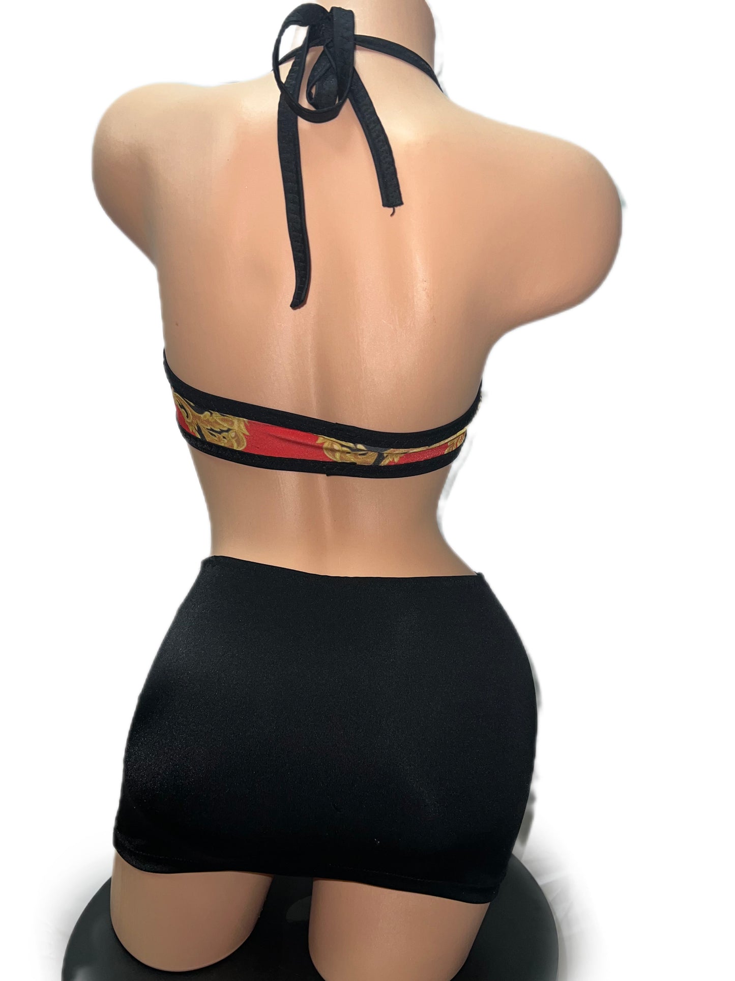 TWO PIECE SKIRT SET RED YELLOW BLACK