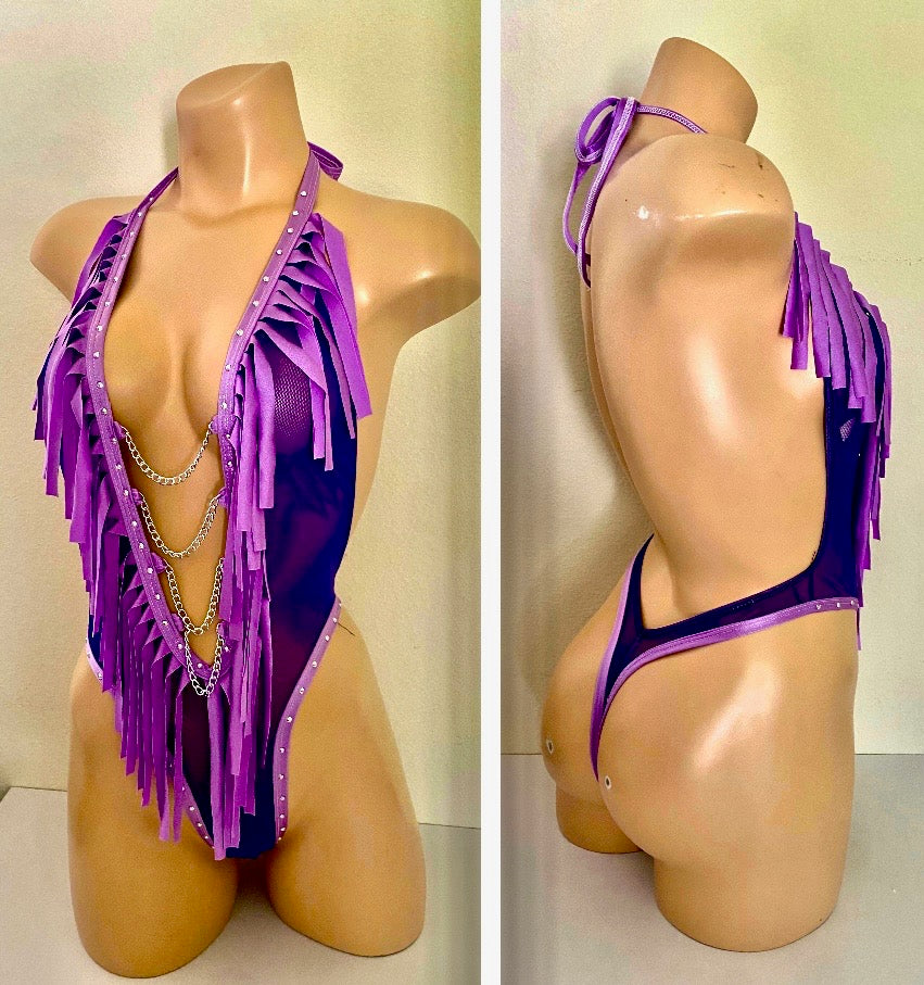PURPLE FRINGE BODYSUIT