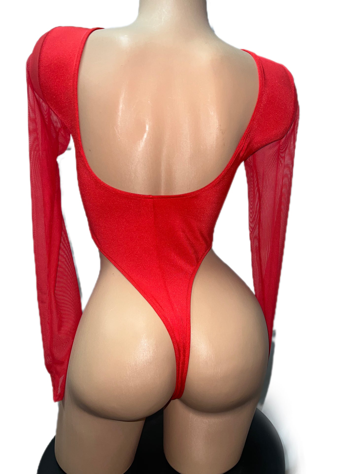 RED CUT-OUT BODYSUIT