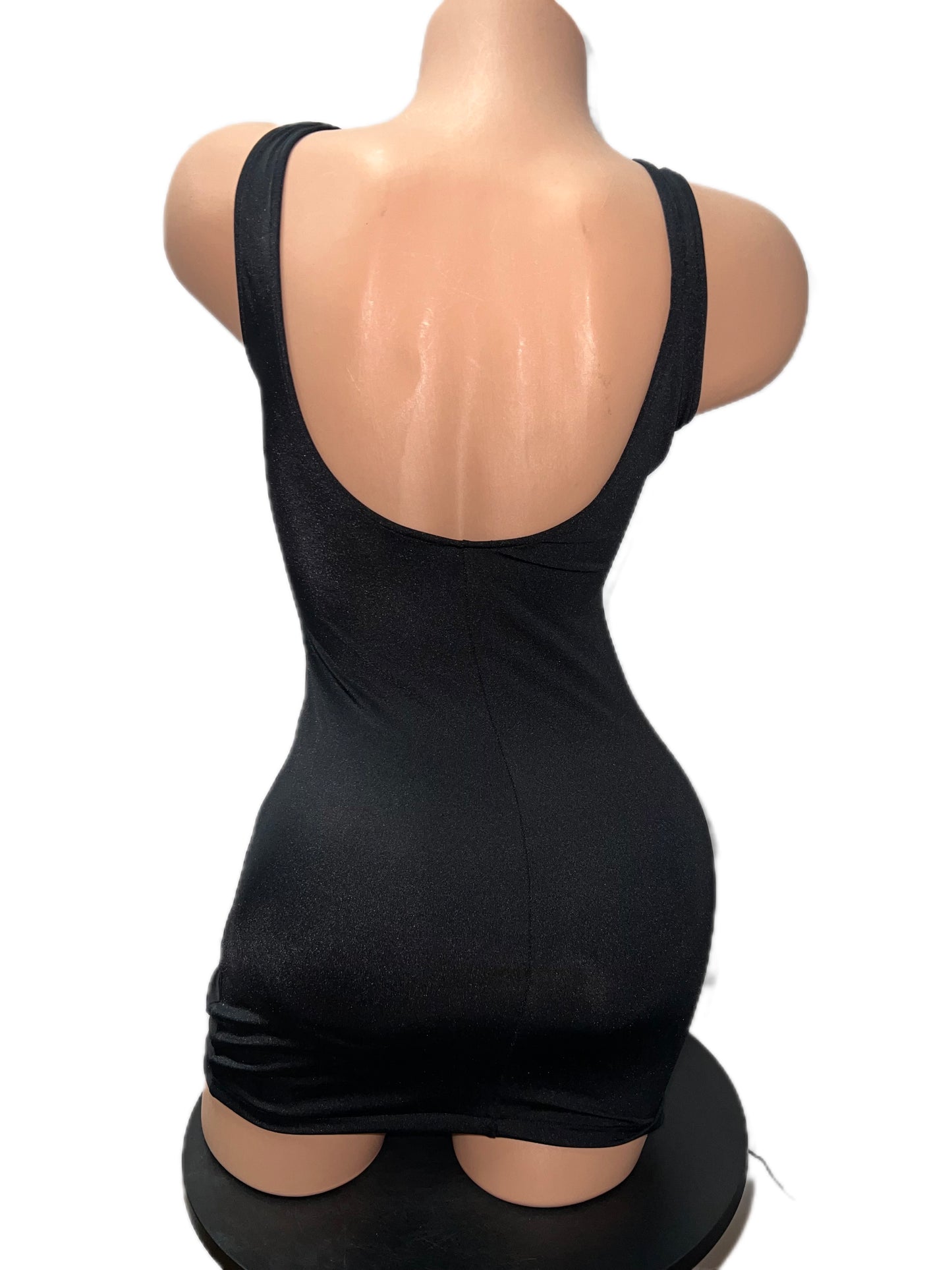 BLACK DRESS WITH RHINESTONE CHARM