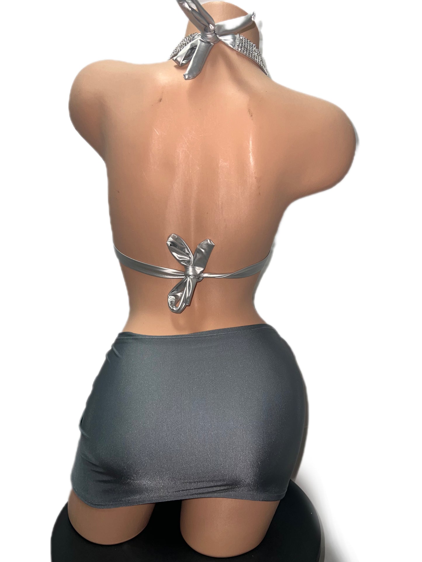 SILVER AND GRAY SKIRT SET