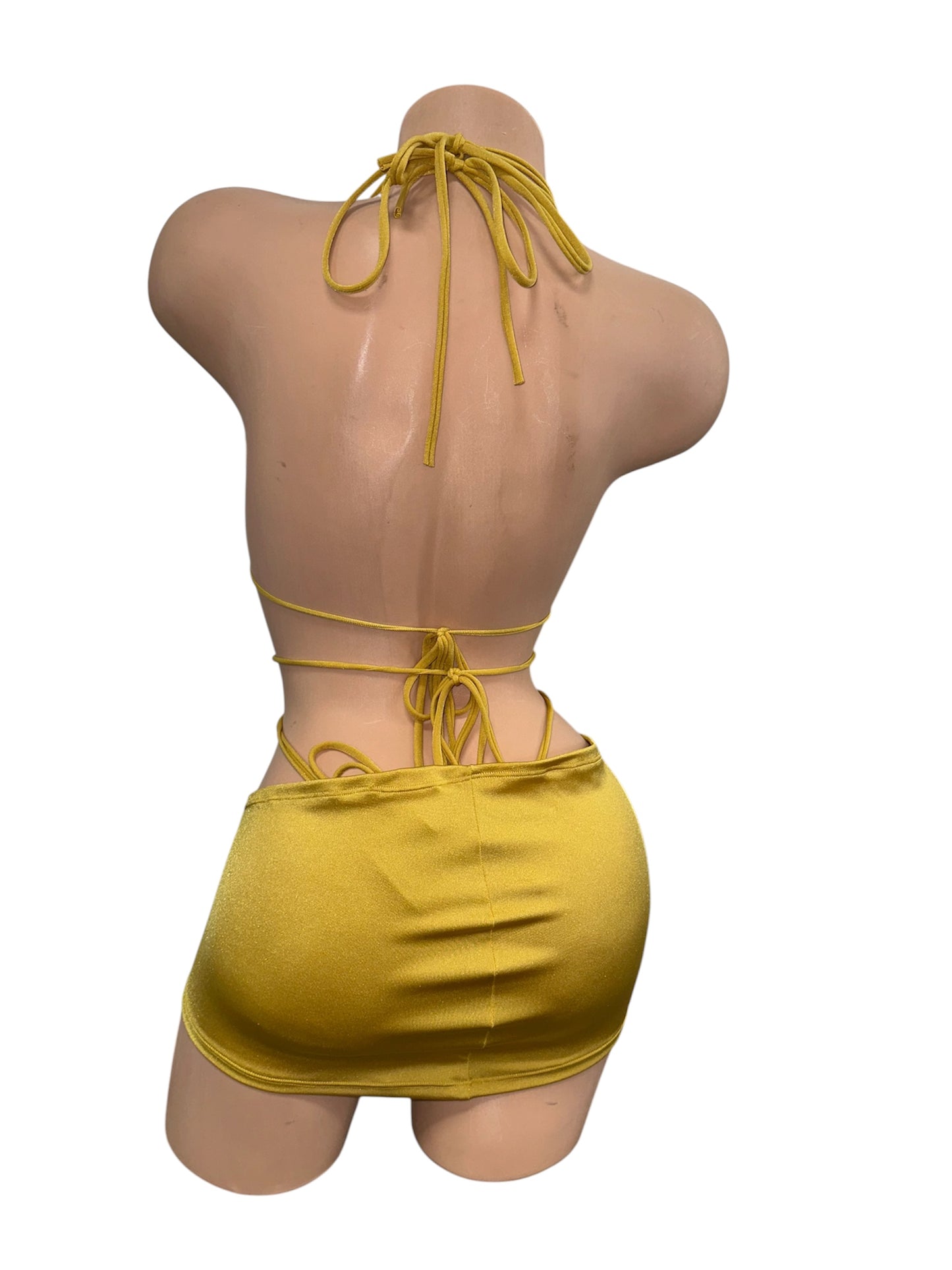 BLUE AND GOLD SKIRT SET