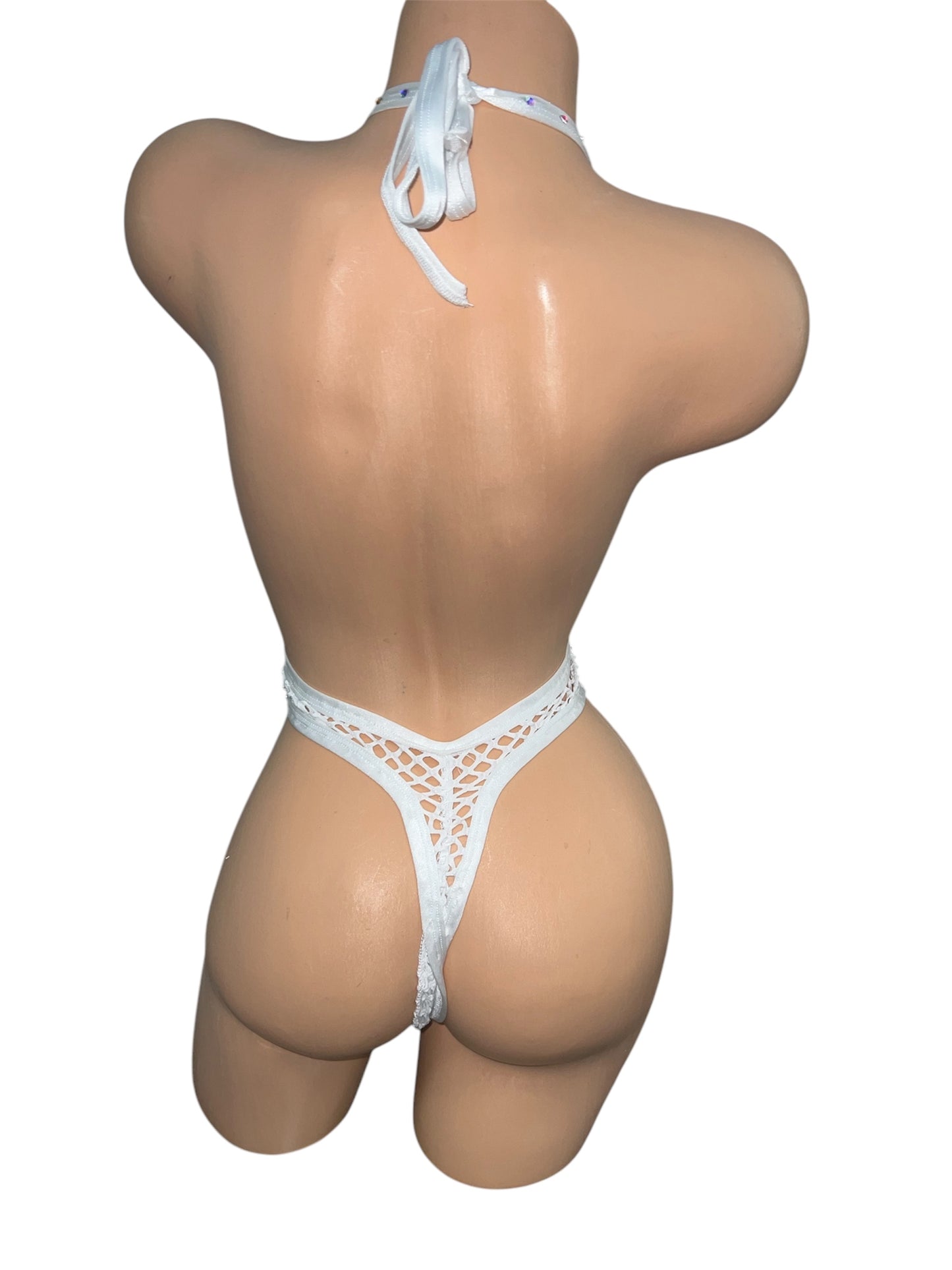 WHITE FISHNET BODYSUIT
