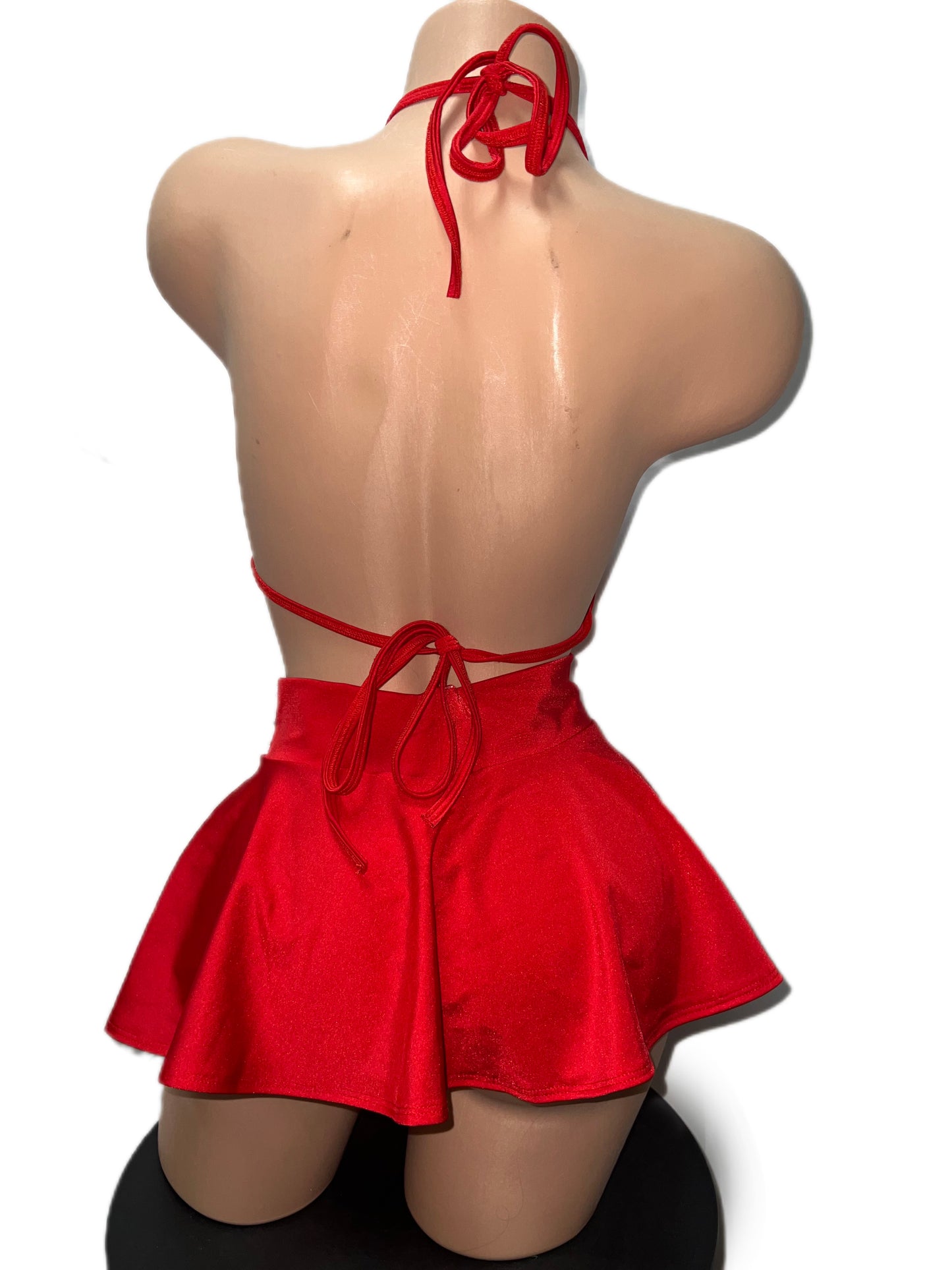 RED TWO PIECE SKIRT SET