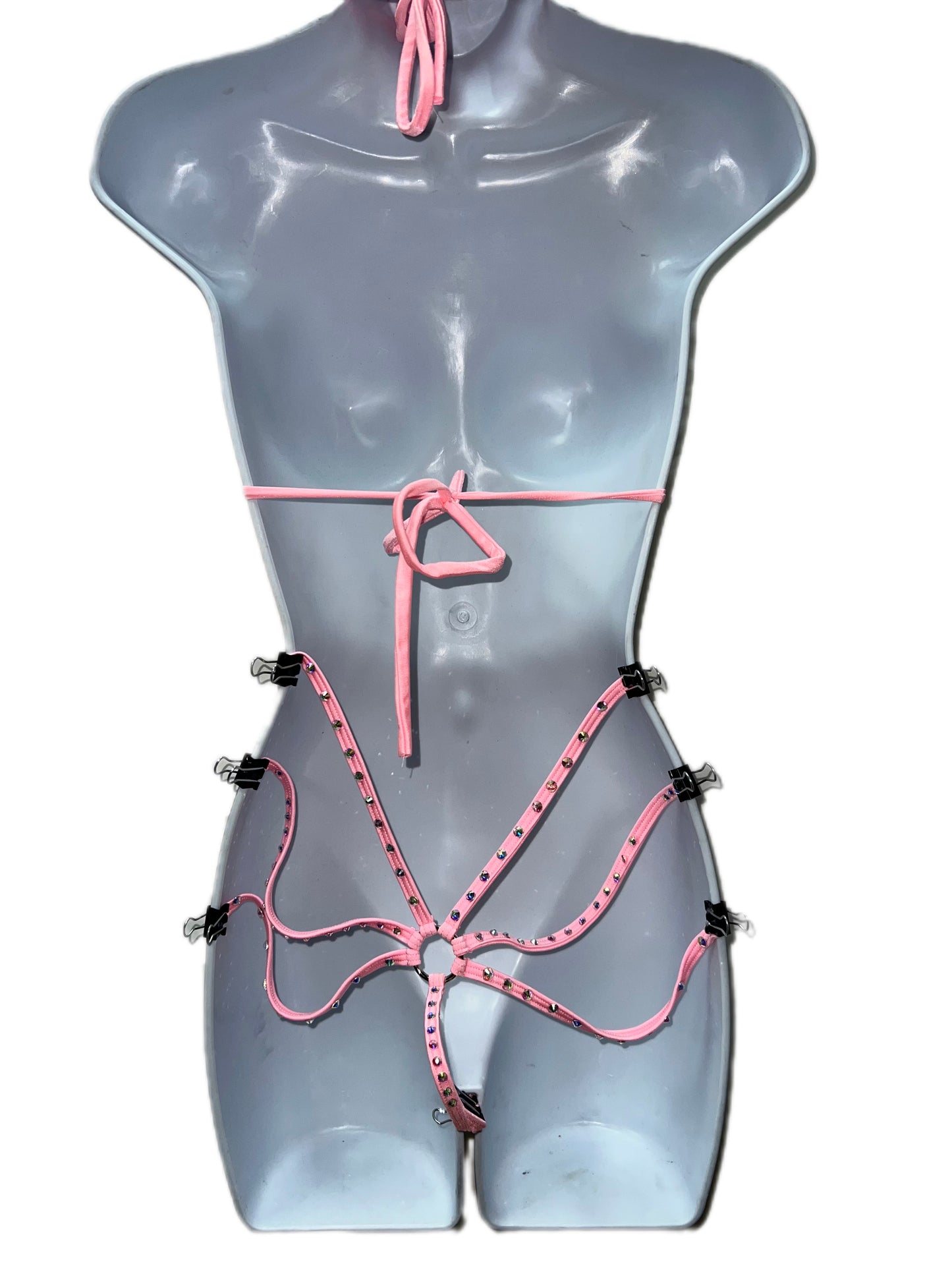 PINK SET WITH SPIDER THONG