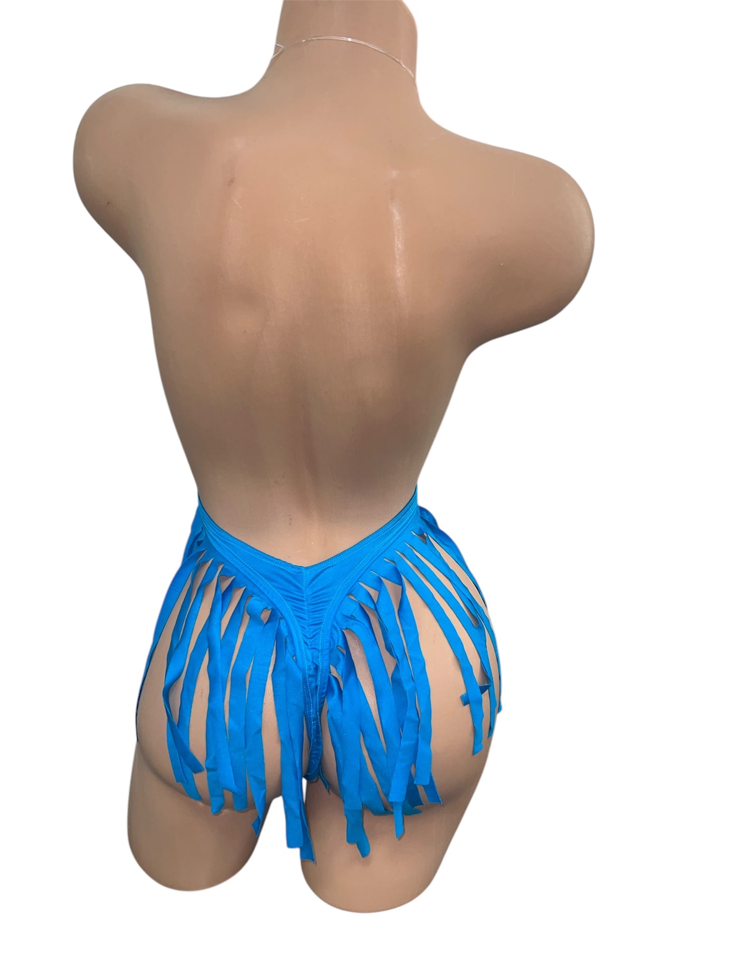 BLUE BODYSUIT WITH FRINGE