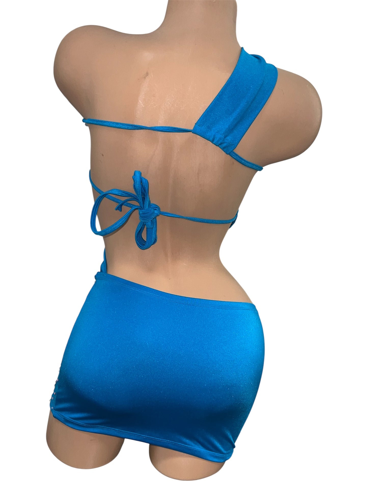 BLUE WRAP SKIRT ONE PIECE