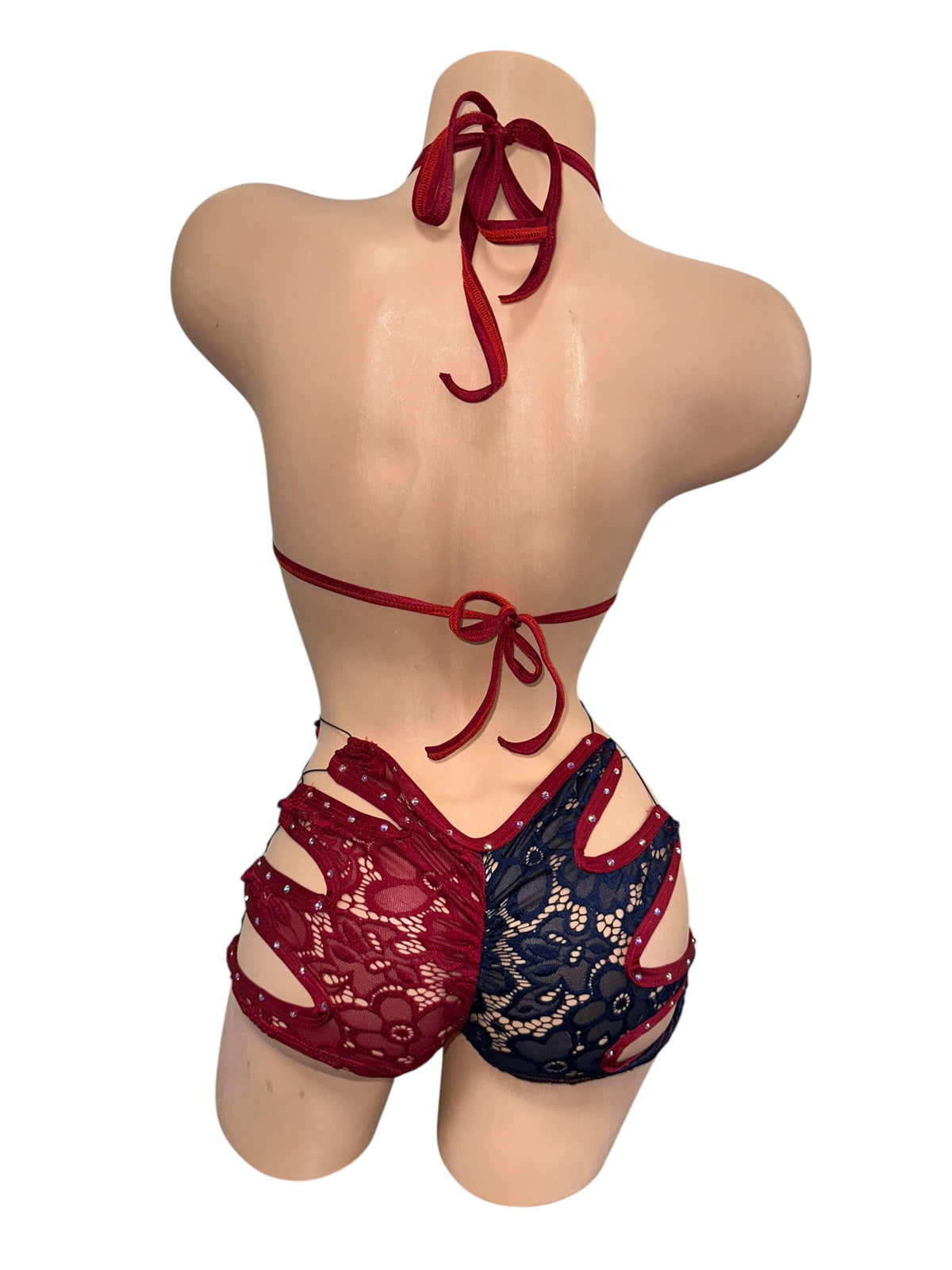 Red Navy Blue Shorts Set