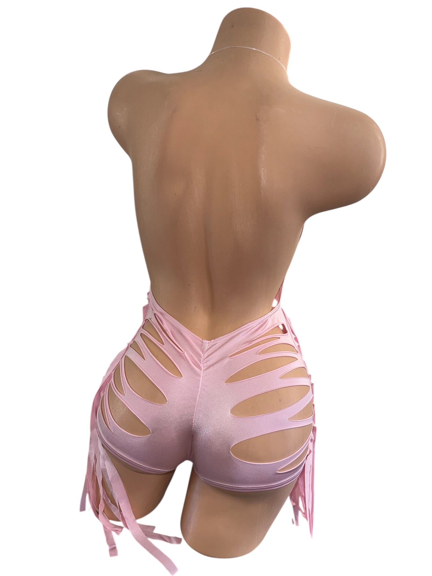 BABY PINK FRINGE ONE PIECE