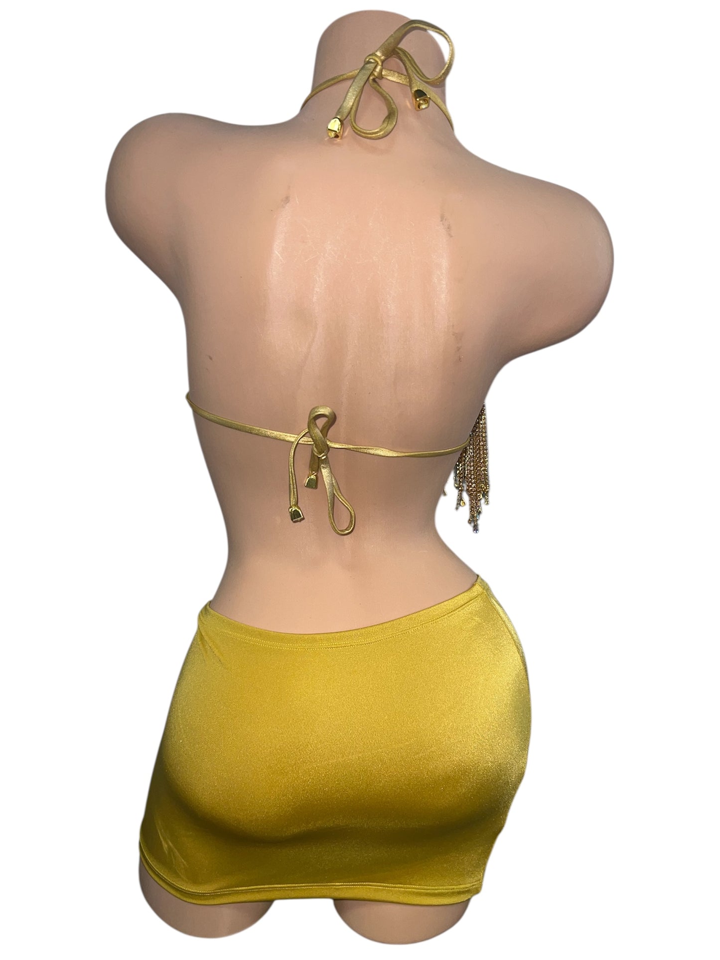 RHINESTONE BRA SKIRT SET