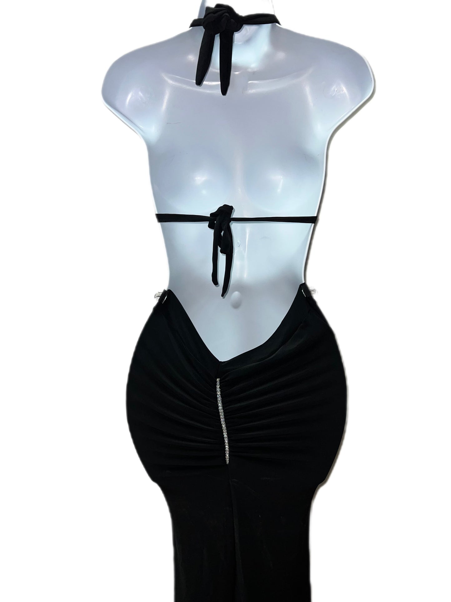 BLACK RHINESTONE GOWN