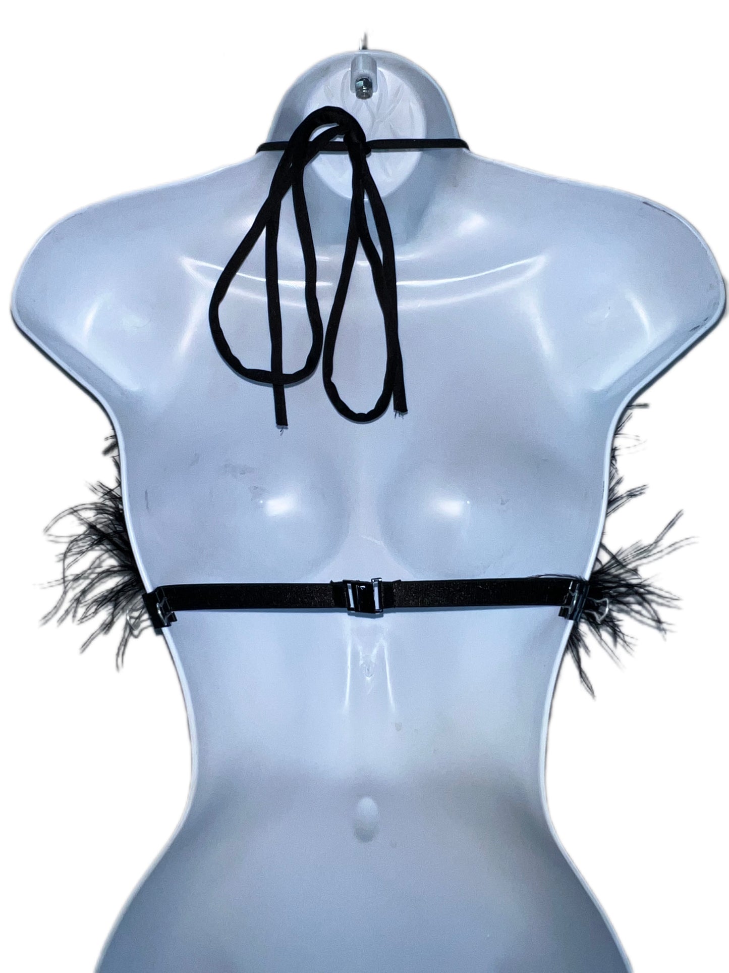 BLACK FUR TRIANGLE TOP