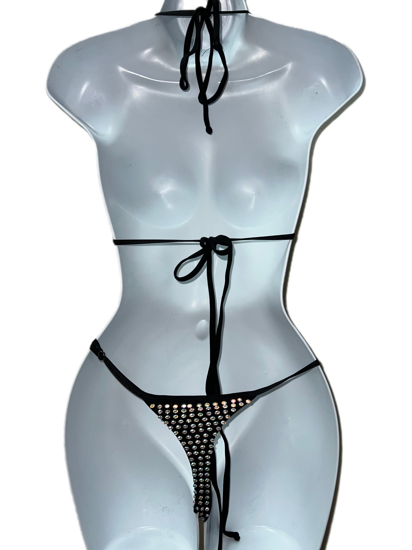 BLACK TWO PIECE WITH RHINESTONES