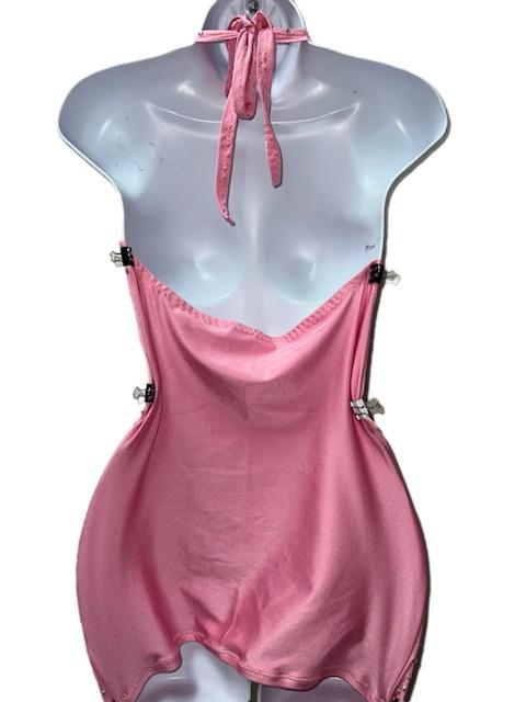 PINK DRESS WITH RHINESTONES