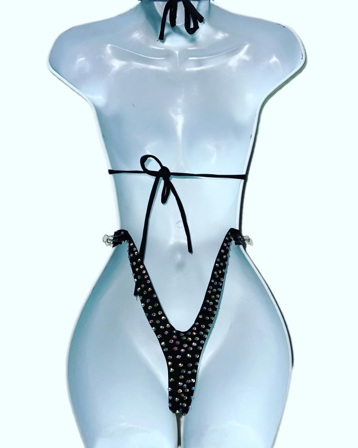 TWO PIECE BLACK RHINESTONE SET