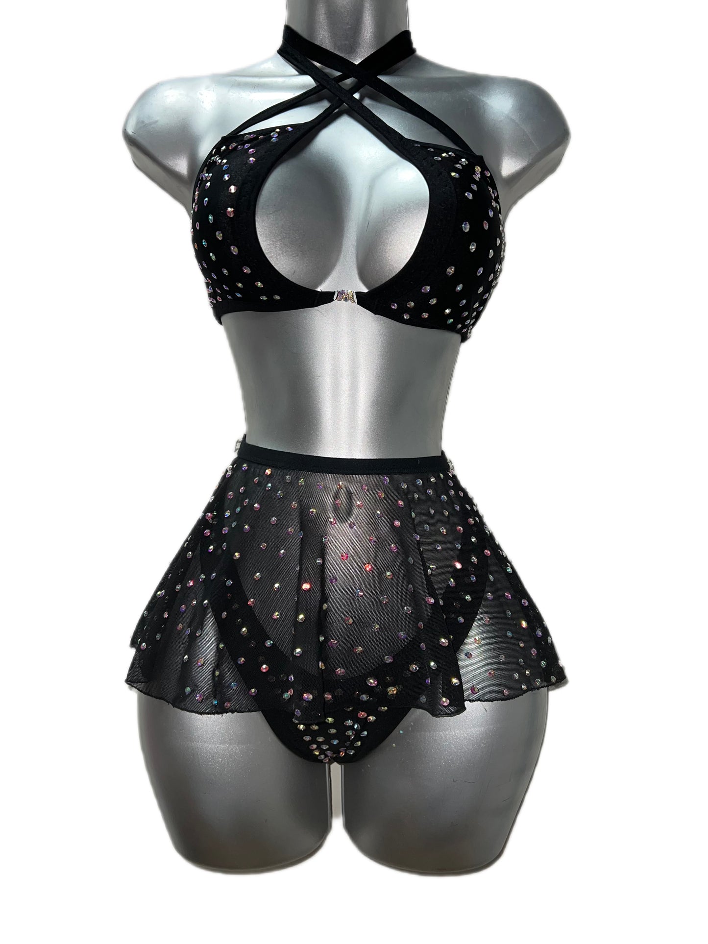 BLACK THREE PIECE SKIRT SET