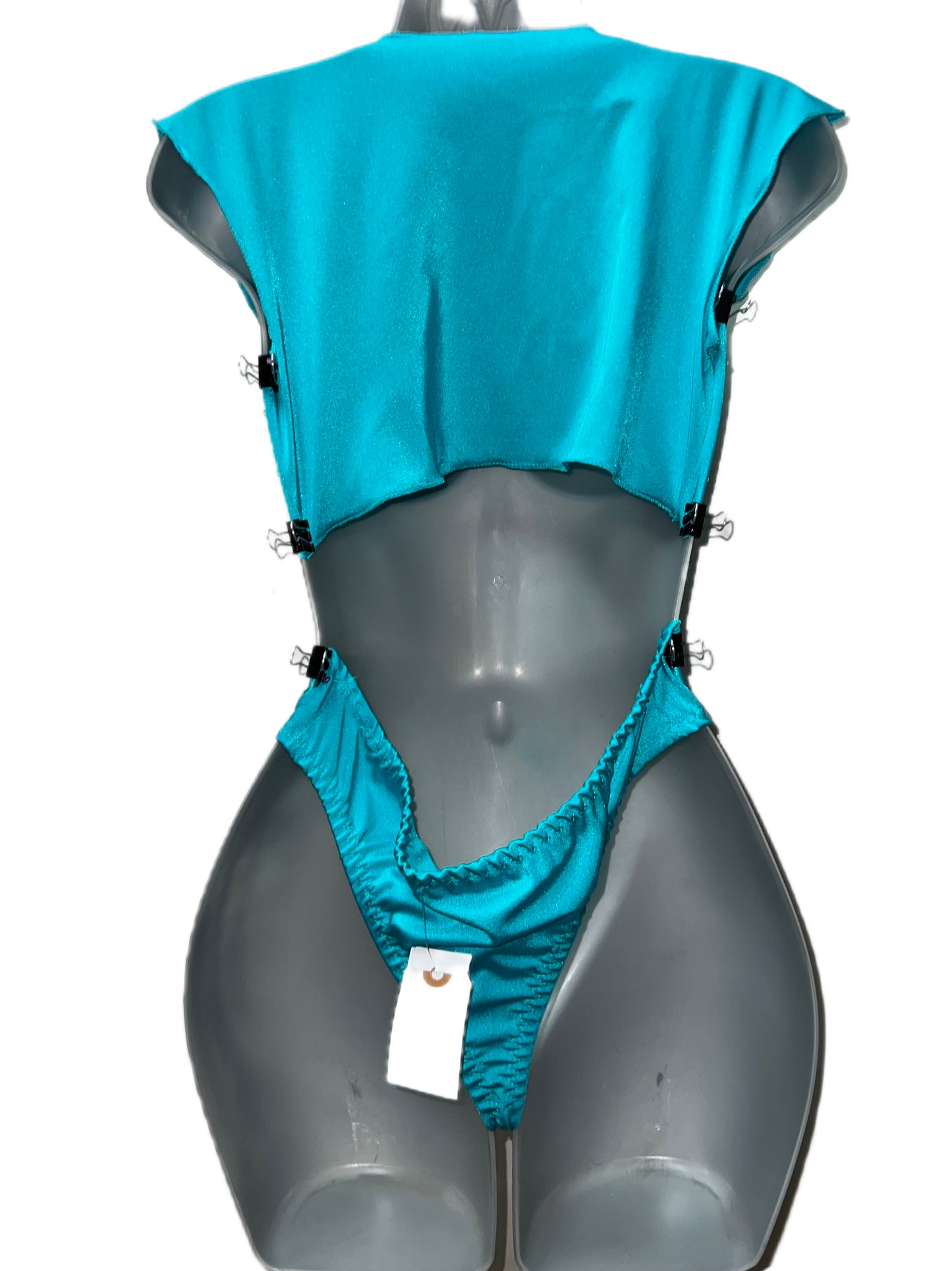 BLUE TIE TOP WITH HIGH-WAIST BOTTOMS