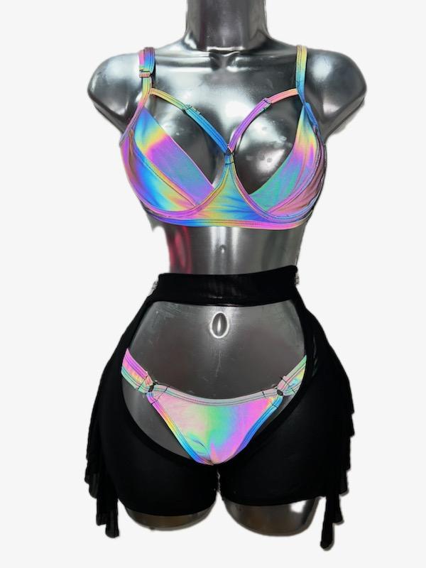 REFLECTIVE SET WITH BLACK CHAPS