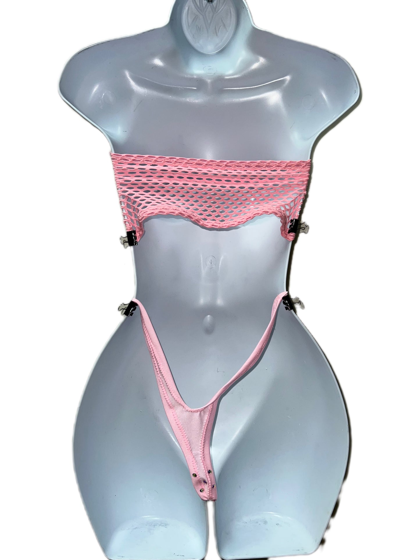 BABY PINK FISHNET TWO PIECE
