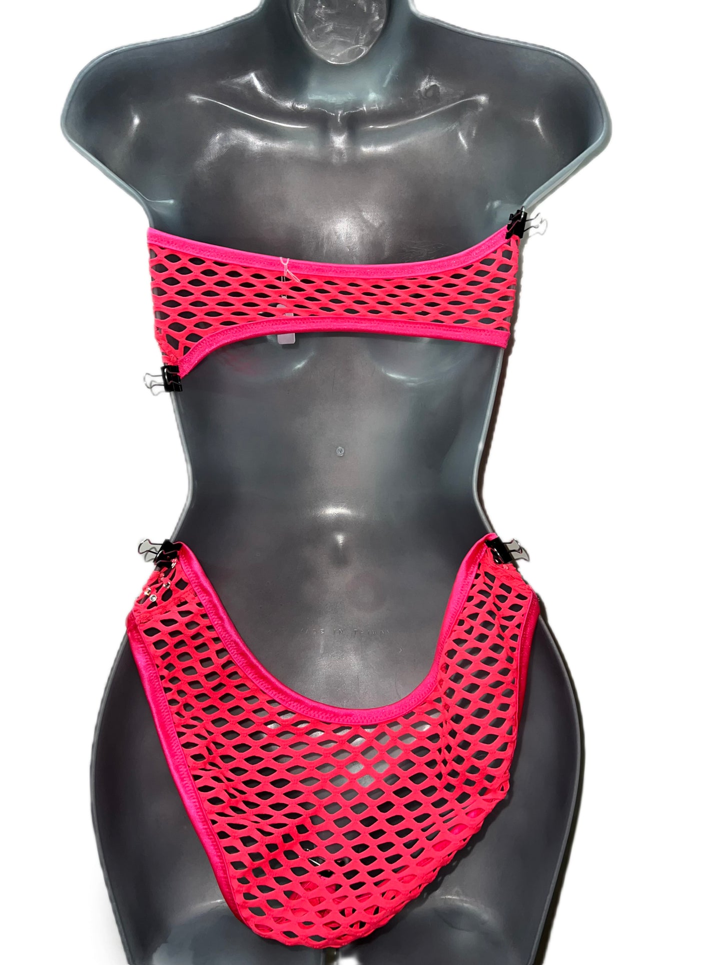 HOT PINK FISHNET BODYSUIT