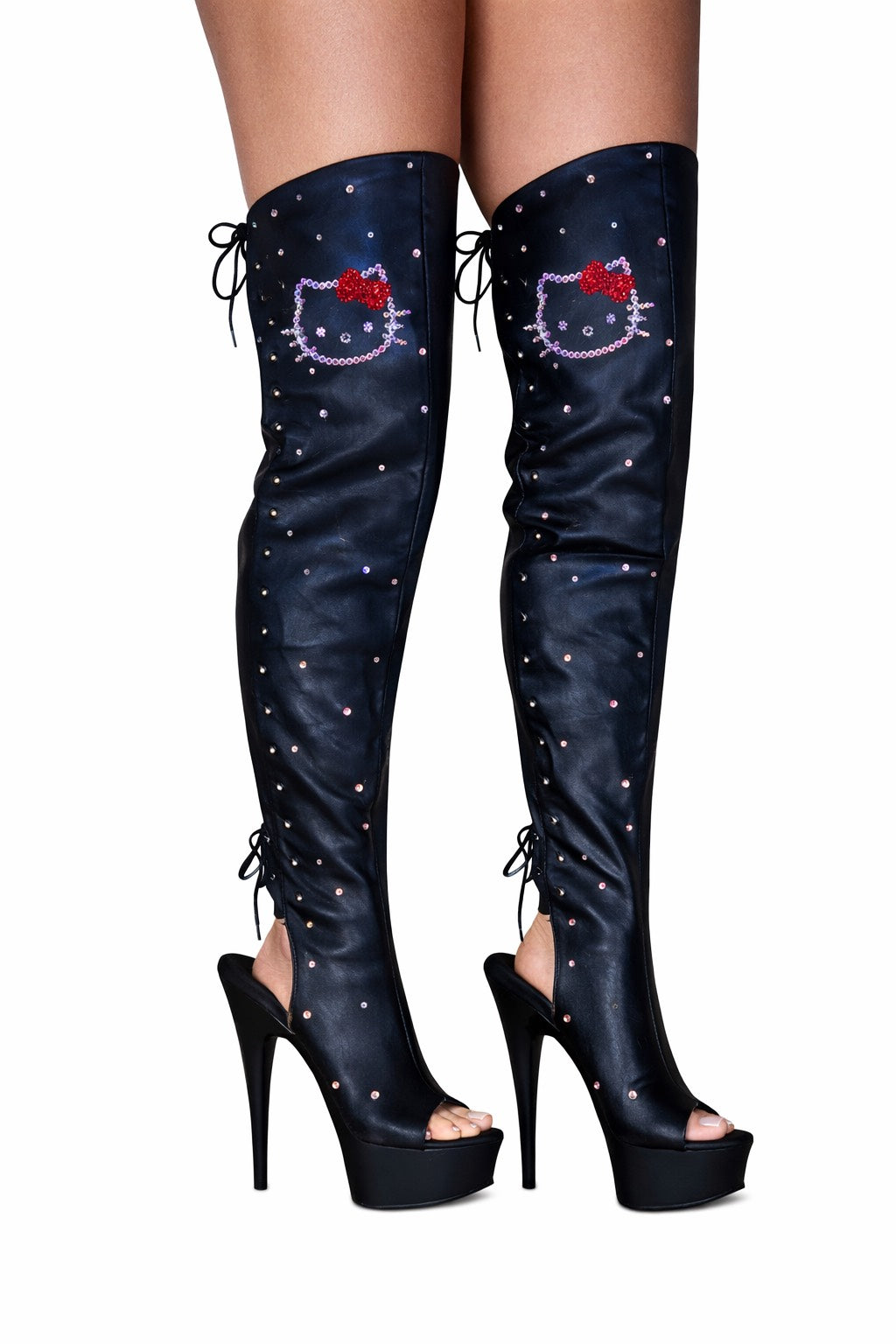 KITTY RHINESTONE THIGH HIGH BOOT