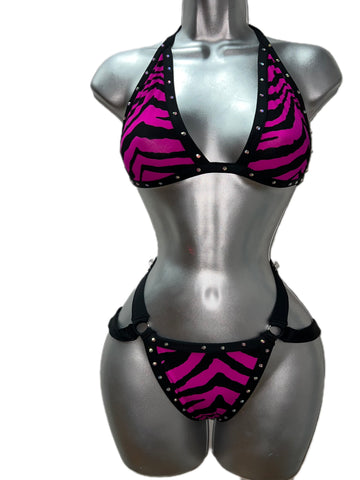 PINK ZEBRA PRINT WITH SPIDER THONG
