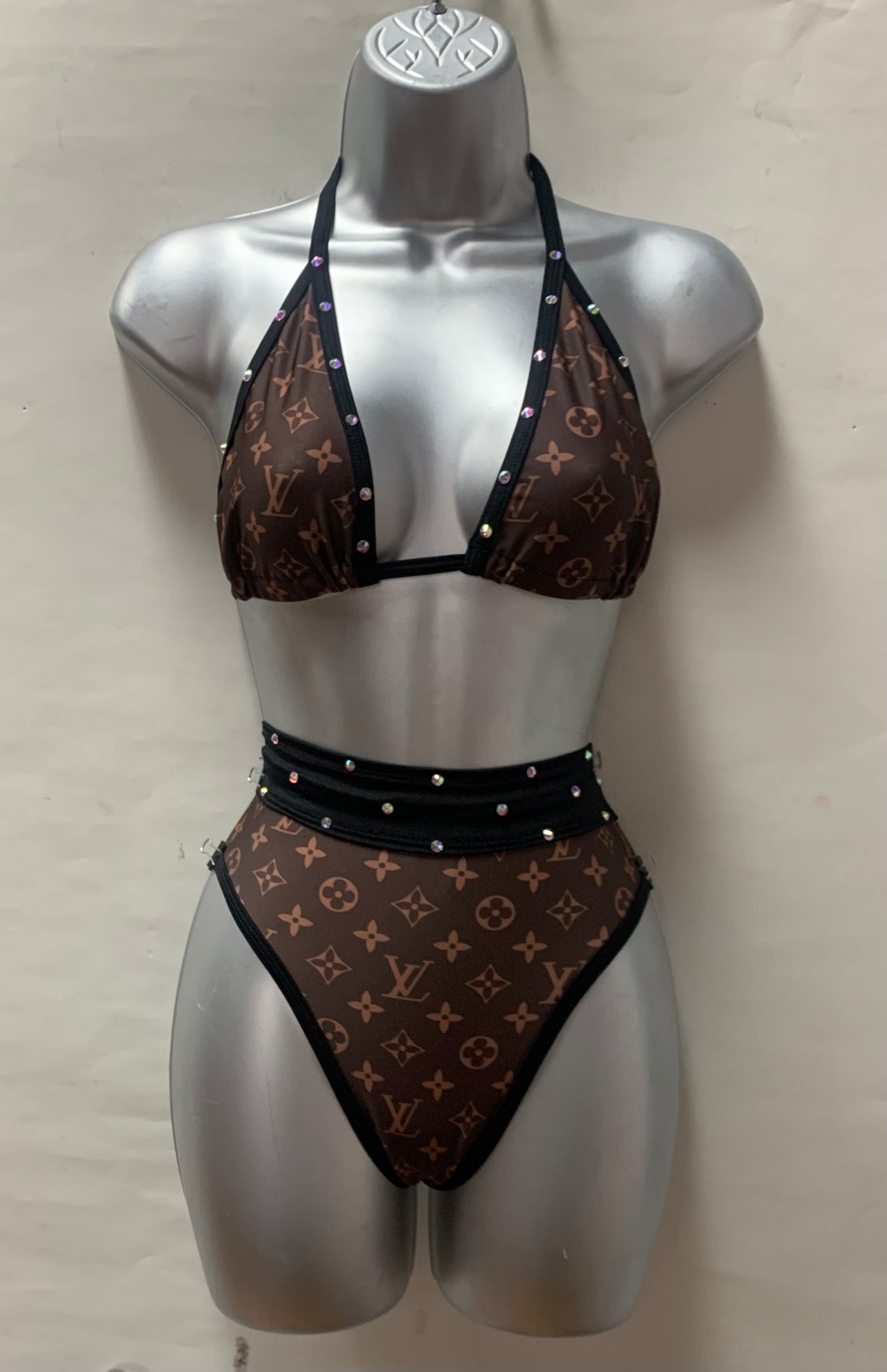 Two Piece Triangle top High Waist Set