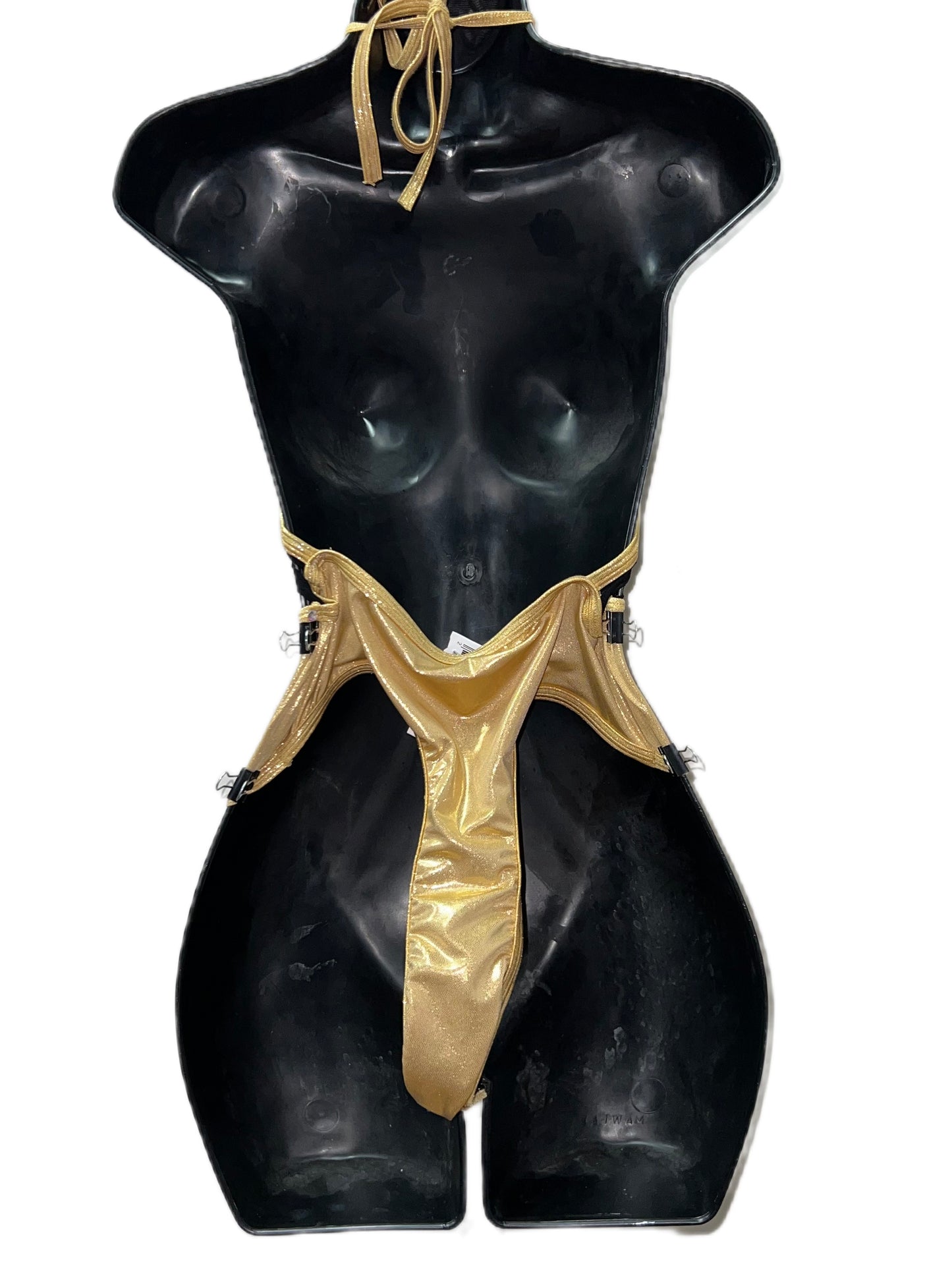 GOLD AND BLACK FISHNET BODYSUIT