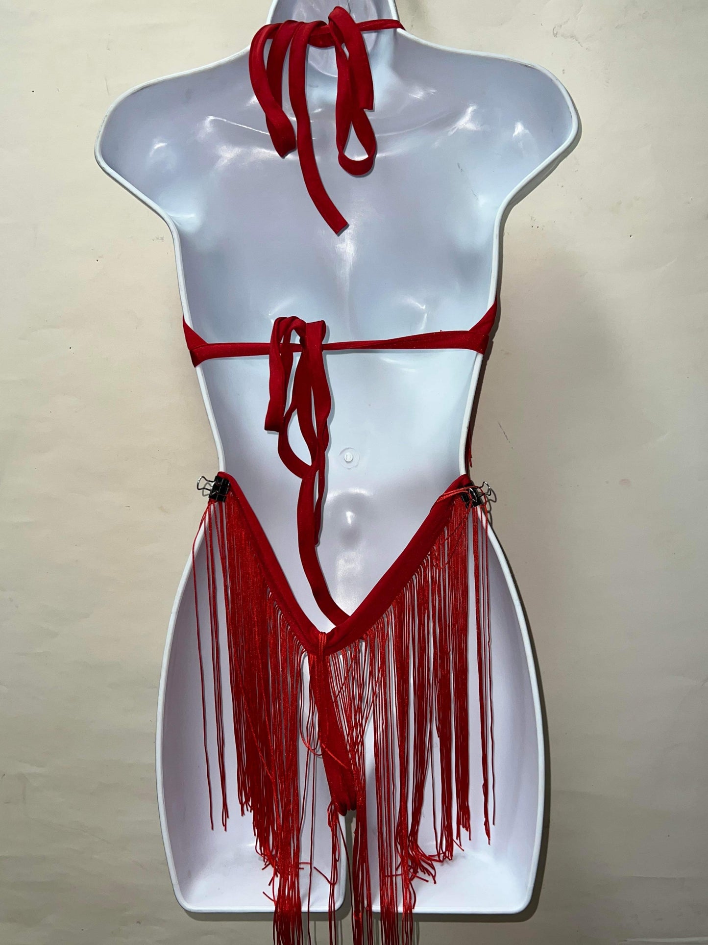 RED FRINGE TWO PIECE