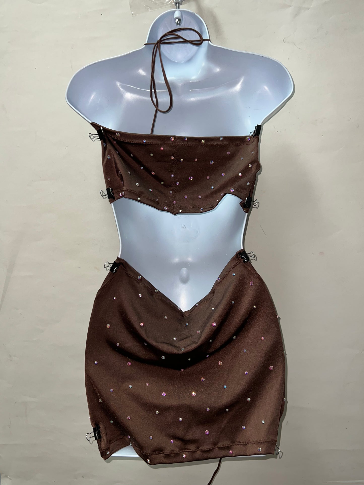 Two Piece Brown Skirt Set