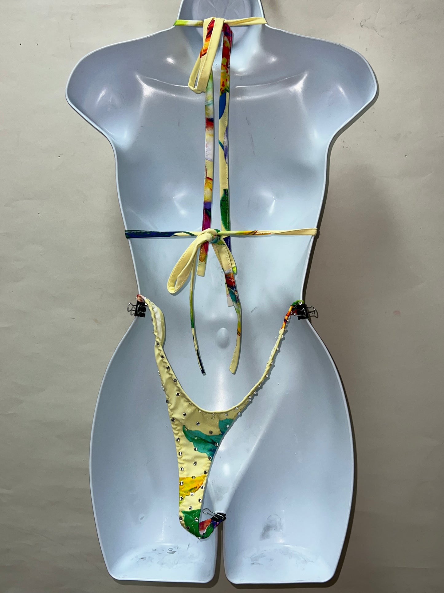 Two Piece Rhinestone Floral Short Set