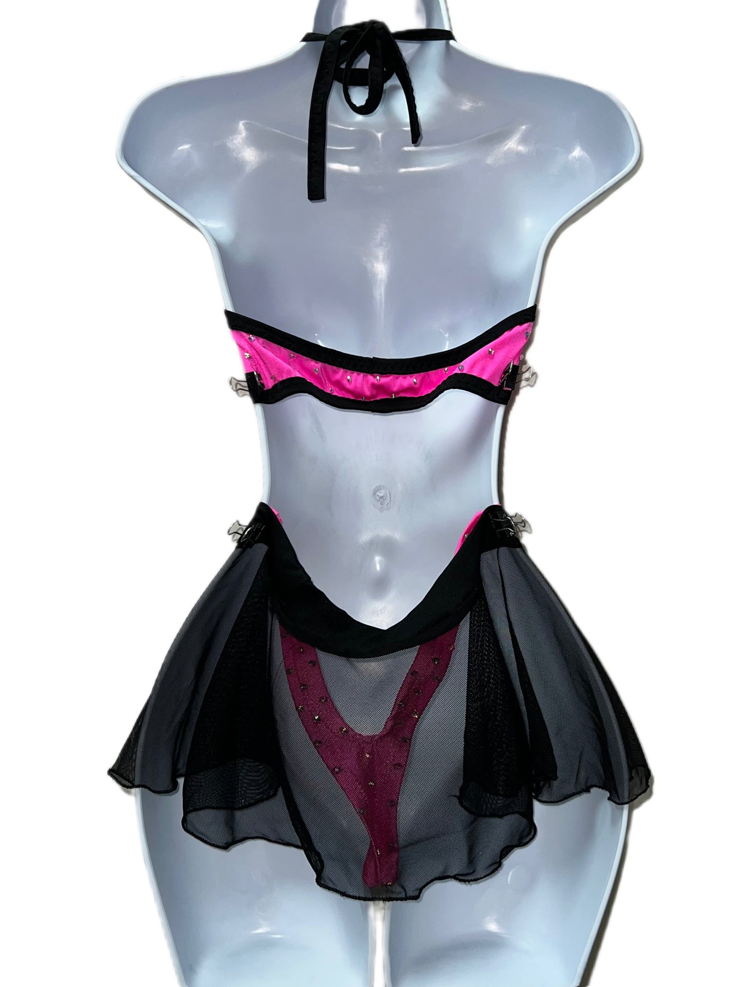 PINK AND BLACK SKIRT SET