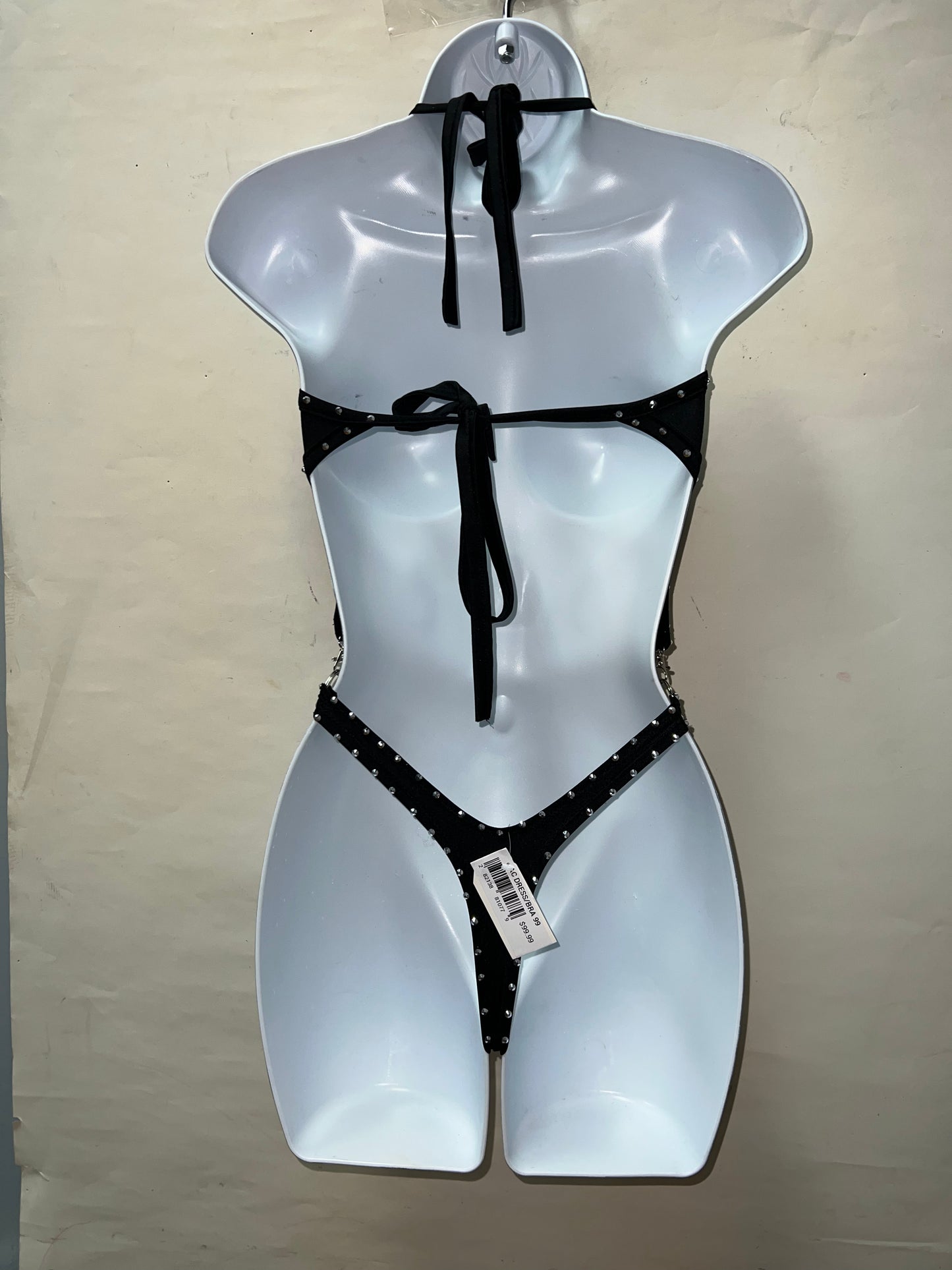 One Piece Rhinestone Blk Ensemble