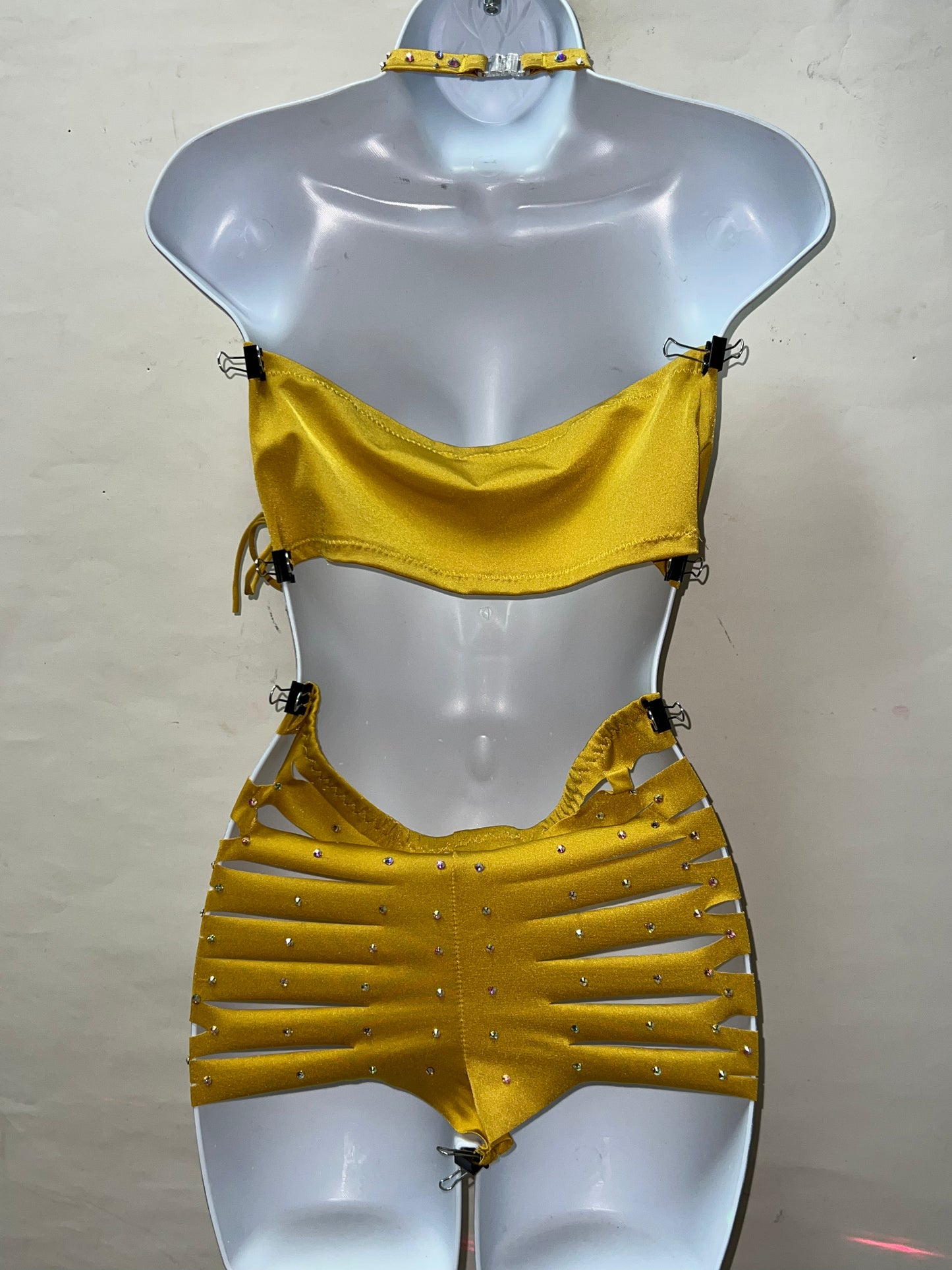 Three Piece High Waist Slit Short Set