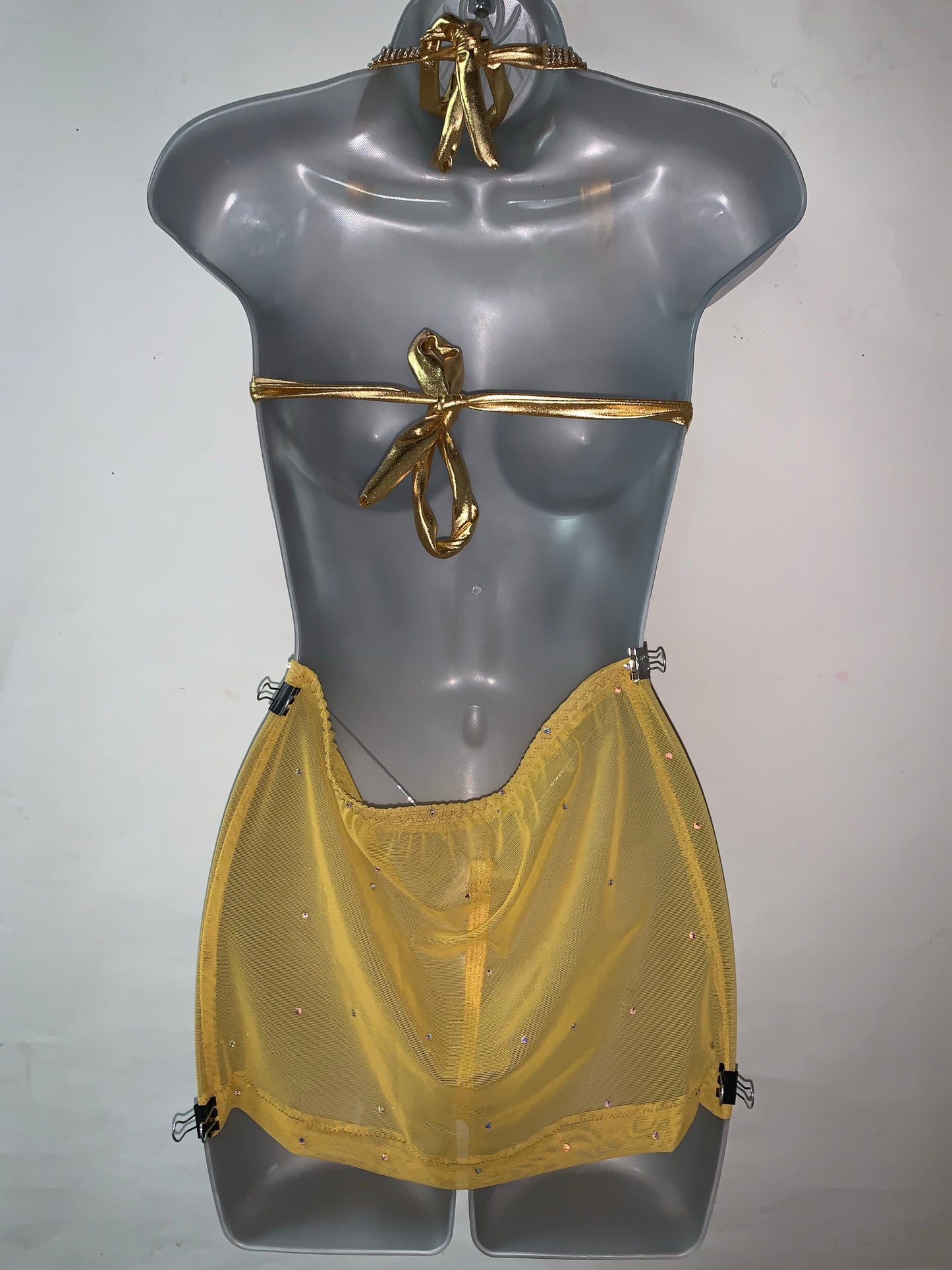 Three Piece Rhinestone Skirt Set